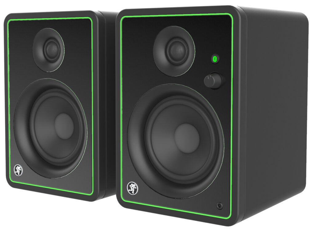 Mackie CR-X Series studio monitors sit side by side