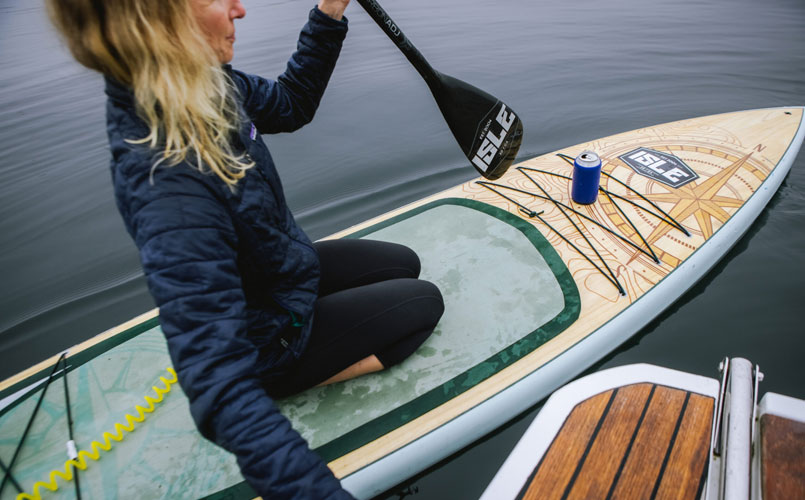 Anchor anti-spill drink holder keeps drink upright while paddleboarding