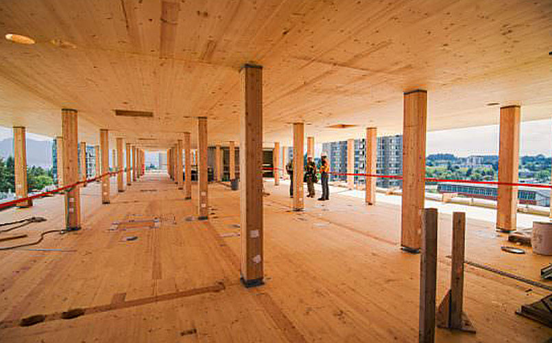 Forterra uses innovative sustainable material cross laminated timber to construct wood innovation center in Darington, Washington